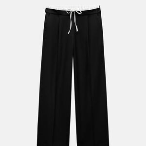 Black Wide-Leg Pants with White Trim